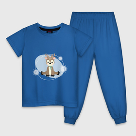 Детская пижама хлопок с принтом Милый олень в полосатом шарфике в Петрозаводске, 100% хлопок |  брюки и футболка прямого кроя, без карманов, на брюках мягкая резинка на поясе и по низу штанин
 | Тематика изображения на принте: 