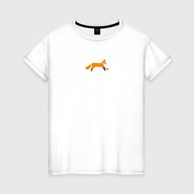 Женская футболка хлопок с принтом Минималистичная лисичка в Курске, 100% хлопок | прямой крой, круглый вырез горловины, длина до линии бедер, слегка спущенное плечо | 
