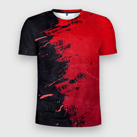 Мужская футболка 3D Slim с принтом Черное и красное в Санкт-Петербурге, 100% полиэстер с улучшенными характеристиками | приталенный силуэт, круглая горловина, широкие плечи, сужается к линии бедра | 