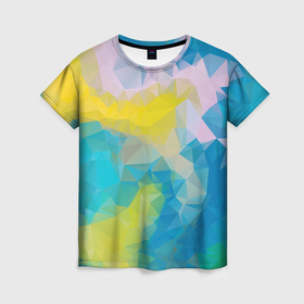 Женская футболка 3D с принтом Blue abstraction , 100% полиэфир ( синтетическое хлопкоподобное полотно) | прямой крой, круглый вырез горловины, длина до линии бедер | 