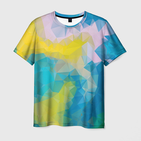 Мужская футболка 3D с принтом Blue abstraction , 100% полиэфир | прямой крой, круглый вырез горловины, длина до линии бедер | 