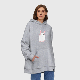 Худи SuperOversize хлопок с принтом Круглый  кролик в городе Новоалтайск, 70% хлопок, 30% полиэстер, мягкий начес внутри | карман-кенгуру, эластичная резинка на манжетах и по нижней кромке, двухслойный капюшон
 | 
