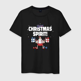 Мужская футболка хлопок с принтом Lift that Christmas spirit в Санкт-Петербурге, 100% хлопок | прямой крой, круглый вырез горловины, длина до линии бедер, слегка спущенное плечо. | Тематика изображения на принте: 