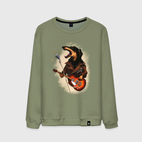 Мужской свитшот хлопок с принтом Такса рокер в Ухте, 100% хлопок |  | 