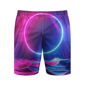 Мужские шорты спортивные с принтом Круг и разноцветные кристаллы   vaporwave ,  |  | Тематика изображения на принте: 