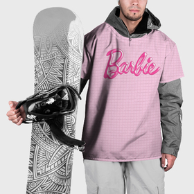Накидка на куртку 3D с принтом Барби   логотип на клетчатом фоне в Кировске, 100% полиэстер |  | 