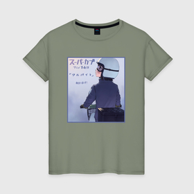 Женская футболка хлопок с принтом Когума в шлеме   Супер Каб в Кировске, 100% хлопок | прямой крой, круглый вырез горловины, длина до линии бедер, слегка спущенное плечо | 