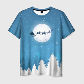 Мужская футболка 3D с принтом Новогодняя сказка дед мороз , 100% полиэфир | прямой крой, круглый вырез горловины, длина до линии бедер | 