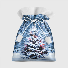 Подарочный 3D мешок с принтом Новогодняя ёлка в лесу , 100% полиэстер | Размер: 29*39 см | 