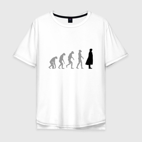 Мужская футболка хлопок Oversize с принтом Эволюция Шерлока в Тюмени, 100% хлопок | свободный крой, круглый ворот, “спинка” длиннее передней части | 