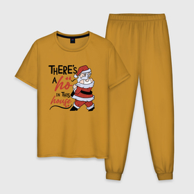 Мужская пижама хлопок с принтом There s a ho в Тюмени, 100% хлопок | брюки и футболка прямого кроя, без карманов, на брюках мягкая резинка на поясе и по низу штанин
 | Тематика изображения на принте: 