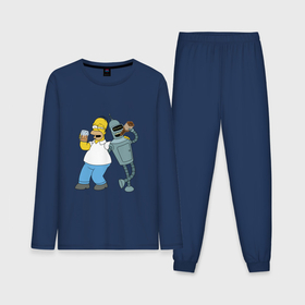 Мужская пижама с лонгсливом хлопок с принтом Drunk Homer and Bender в Санкт-Петербурге,  |  | 