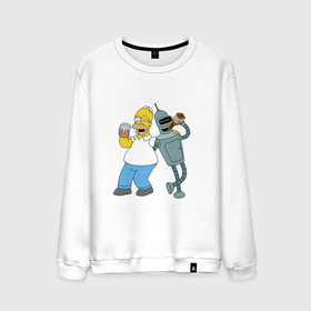 Мужской свитшот хлопок с принтом Drunk Homer and Bender в Санкт-Петербурге, 100% хлопок |  | Тематика изображения на принте: 