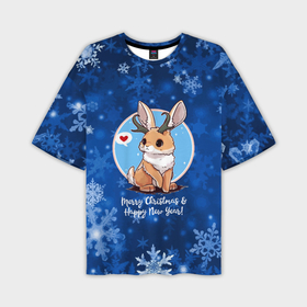 Мужская футболка OVERSIZE 3D с принтом Кролик   символ нового года в Белгороде,  |  | Тематика изображения на принте: 