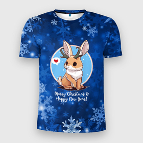 Мужская футболка 3D Slim с принтом Кролик   символ нового года в Белгороде, 100% полиэстер с улучшенными характеристиками | приталенный силуэт, круглая горловина, широкие плечи, сужается к линии бедра | Тематика изображения на принте: 