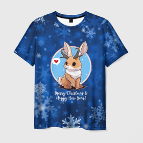 Мужская футболка 3D с принтом Кролик   символ нового года в Екатеринбурге, 100% полиэфир | прямой крой, круглый вырез горловины, длина до линии бедер | 