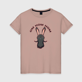 Женская футболка хлопок с принтом Черный кролик медитирует в Тюмени, 100% хлопок | прямой крой, круглый вырез горловины, длина до линии бедер, слегка спущенное плечо | 
