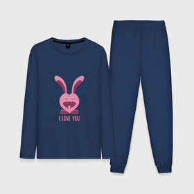 Мужская пижама хлопок (с лонгсливом) с принтом Розовый кролик любит тебя в Екатеринбурге,  |  | 