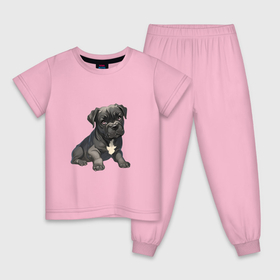 Детская пижама хлопок с принтом Малыш Кане Корсо в Курске, 100% хлопок |  брюки и футболка прямого кроя, без карманов, на брюках мягкая резинка на поясе и по низу штанин
 | 