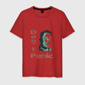 Мужская футболка хлопок с принтом Dont panic , 100% хлопок | прямой крой, круглый вырез горловины, длина до линии бедер, слегка спущенное плечо. | 