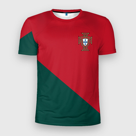 Мужская футболка 3D Slim с принтом Форма сборной Португалии ЧМ 2022 в Курске, 100% полиэстер с улучшенными характеристиками | приталенный силуэт, круглая горловина, широкие плечи, сужается к линии бедра | 