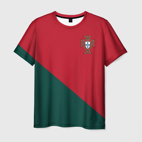 Мужская футболка 3D с принтом Форма сборной Португалии ЧМ 2022 , 100% полиэфир | прямой крой, круглый вырез горловины, длина до линии бедер | 
