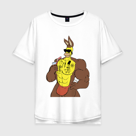 Мужская футболка хлопок Oversize с принтом Homer Simpson   mighty rabbit в Белгороде, 100% хлопок | свободный крой, круглый ворот, “спинка” длиннее передней части | 