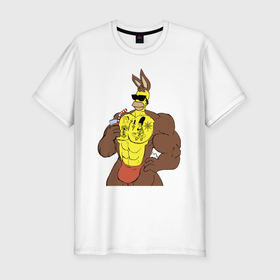 Мужская футболка хлопок Slim с принтом Homer Simpson   mighty rabbit в Белгороде, 92% хлопок, 8% лайкра | приталенный силуэт, круглый вырез ворота, длина до линии бедра, короткий рукав | 