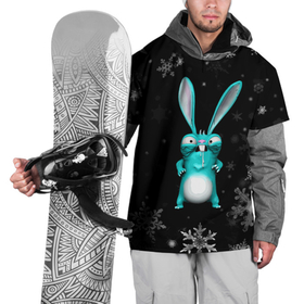 Накидка на куртку 3D с принтом Cheeky rabbit celebrates the new year в Курске, 100% полиэстер |  | Тематика изображения на принте: 