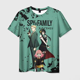 Мужская футболка 3D с принтом Spy family characters в Санкт-Петербурге, 100% полиэфир | прямой крой, круглый вырез горловины, длина до линии бедер | Тематика изображения на принте: 
