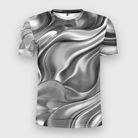 Мужская футболка 3D Slim с принтом Плавленное серебро в Петрозаводске, 100% полиэстер с улучшенными характеристиками | приталенный силуэт, круглая горловина, широкие плечи, сужается к линии бедра | 
