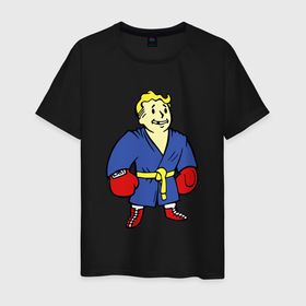 Мужская футболка хлопок с принтом Vault boy   boxer в Белгороде, 100% хлопок | прямой крой, круглый вырез горловины, длина до линии бедер, слегка спущенное плечо. | 