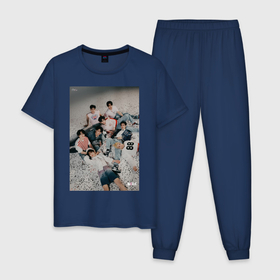 Мужская пижама хлопок с принтом Stray Kids Maxident в Курске, 100% хлопок | брюки и футболка прямого кроя, без карманов, на брюках мягкая резинка на поясе и по низу штанин
 | 