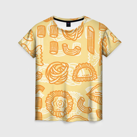 Женская футболка 3D с принтом Макарошки в Петрозаводске, 100% полиэфир ( синтетическое хлопкоподобное полотно) | прямой крой, круглый вырез горловины, длина до линии бедер | 