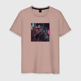 Мужская футболка хлопок с принтом Bad guy cyberpunk в Курске, 100% хлопок | прямой крой, круглый вырез горловины, длина до линии бедер, слегка спущенное плечо. | 