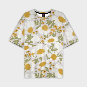 Мужская футболка OVERSIZE 3D с принтом Цветы молодые ромашки в Петрозаводске,  |  | 
