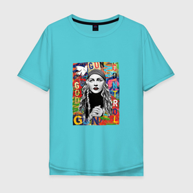 Мужская футболка хлопок Oversize с принтом Madonna singer в Кировске, 100% хлопок | свободный крой, круглый ворот, “спинка” длиннее передней части | 