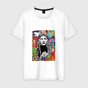 Мужская футболка хлопок с принтом Madonna singer в Петрозаводске, 100% хлопок | прямой крой, круглый вырез горловины, длина до линии бедер, слегка спущенное плечо. | 