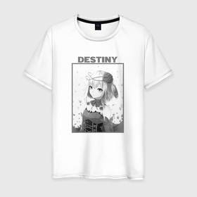 Мужская футболка хлопок с принтом Destiny BW Art   Takt Op Destiny в Кировске, 100% хлопок | прямой крой, круглый вырез горловины, длина до линии бедер, слегка спущенное плечо. | 