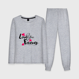 Женская пижама хлопок (с лонгсливом) с принтом Love you forever в Курске,  |  | Тематика изображения на принте: 
