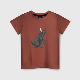 Детская футболка хлопок с принтом Чёрный водяной кролик, символ 2023 в Курске, 100% хлопок | круглый вырез горловины, полуприлегающий силуэт, длина до линии бедер | 