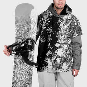 Накидка на куртку 3D с принтом Цветы и драконы в Курске, 100% полиэстер |  | 