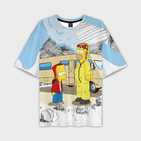 Мужская футболка OVERSIZE 3D с принтом Барт Симпсон и его папаша в Кировске,  |  | 