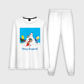 Мужская пижама хлопок (с лонгсливом) с принтом Дети Симпсоны лепят маму с папой в Курске,  |  | Тематика изображения на принте: 