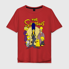 Мужская футболка хлопок Oversize с принтом Семейка Симпсонов   horror в Курске, 100% хлопок | свободный крой, круглый ворот, “спинка” длиннее передней части | 