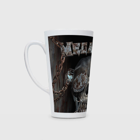 Кружка Латте с принтом Megadeth   steampunk   skull , Белая керамика | Объем 480 мл; Высота 150 мм; Диаметр 90 мм | 