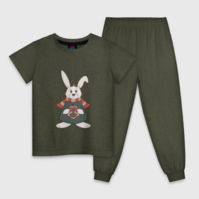 Детская пижама хлопок с принтом Зайка   символ года в Белгороде, 100% хлопок |  брюки и футболка прямого кроя, без карманов, на брюках мягкая резинка на поясе и по низу штанин
 | 