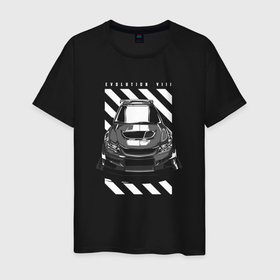 Мужская футболка хлопок с принтом Mitsubishi Lancer Evolution 8 в Кировске, 100% хлопок | прямой крой, круглый вырез горловины, длина до линии бедер, слегка спущенное плечо. | 