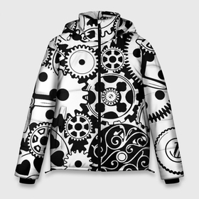Мужская зимняя куртка 3D с принтом Шестеренки в черно белом стиле в Петрозаводске, верх — 100% полиэстер; подкладка — 100% полиэстер; утеплитель — 100% полиэстер | длина ниже бедра, свободный силуэт Оверсайз. Есть воротник-стойка, отстегивающийся капюшон и ветрозащитная планка. 

Боковые карманы с листочкой на кнопках и внутренний карман на молнии. | 