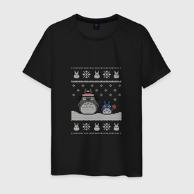 Мужская футболка хлопок с принтом Новогодние тоторики   ugly sweater в Белгороде, 100% хлопок | прямой крой, круглый вырез горловины, длина до линии бедер, слегка спущенное плечо. | Тематика изображения на принте: 